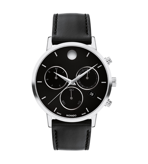 Movado Museum Classic Black Leather 0607778