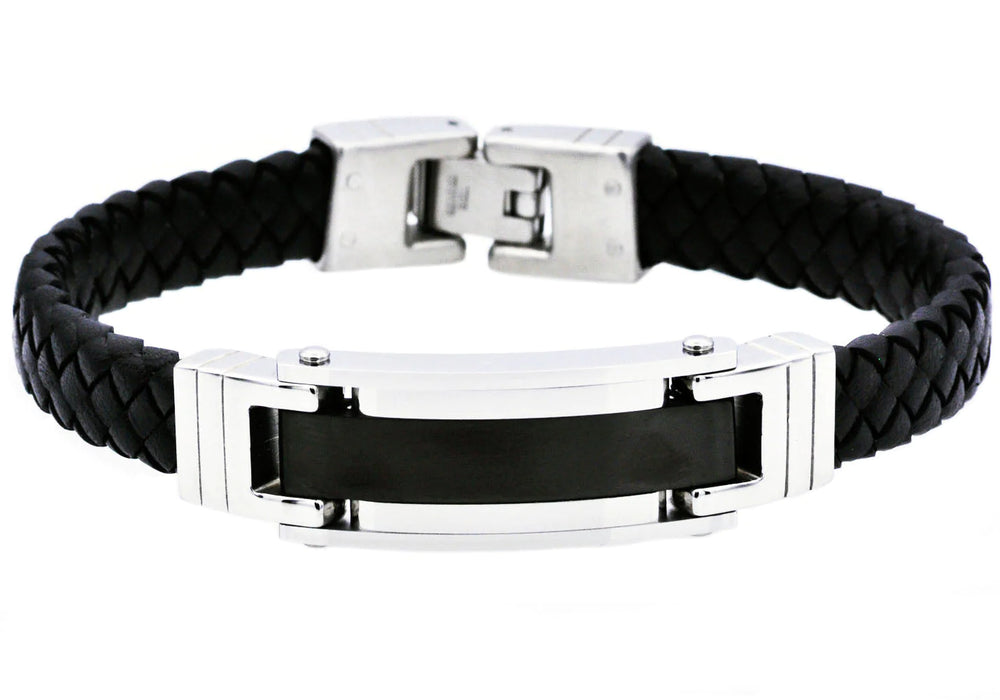 Blackjack Jewelry Blackjack Men's Bracelet Black Leather & SS BJB190B - Time After Time Watches