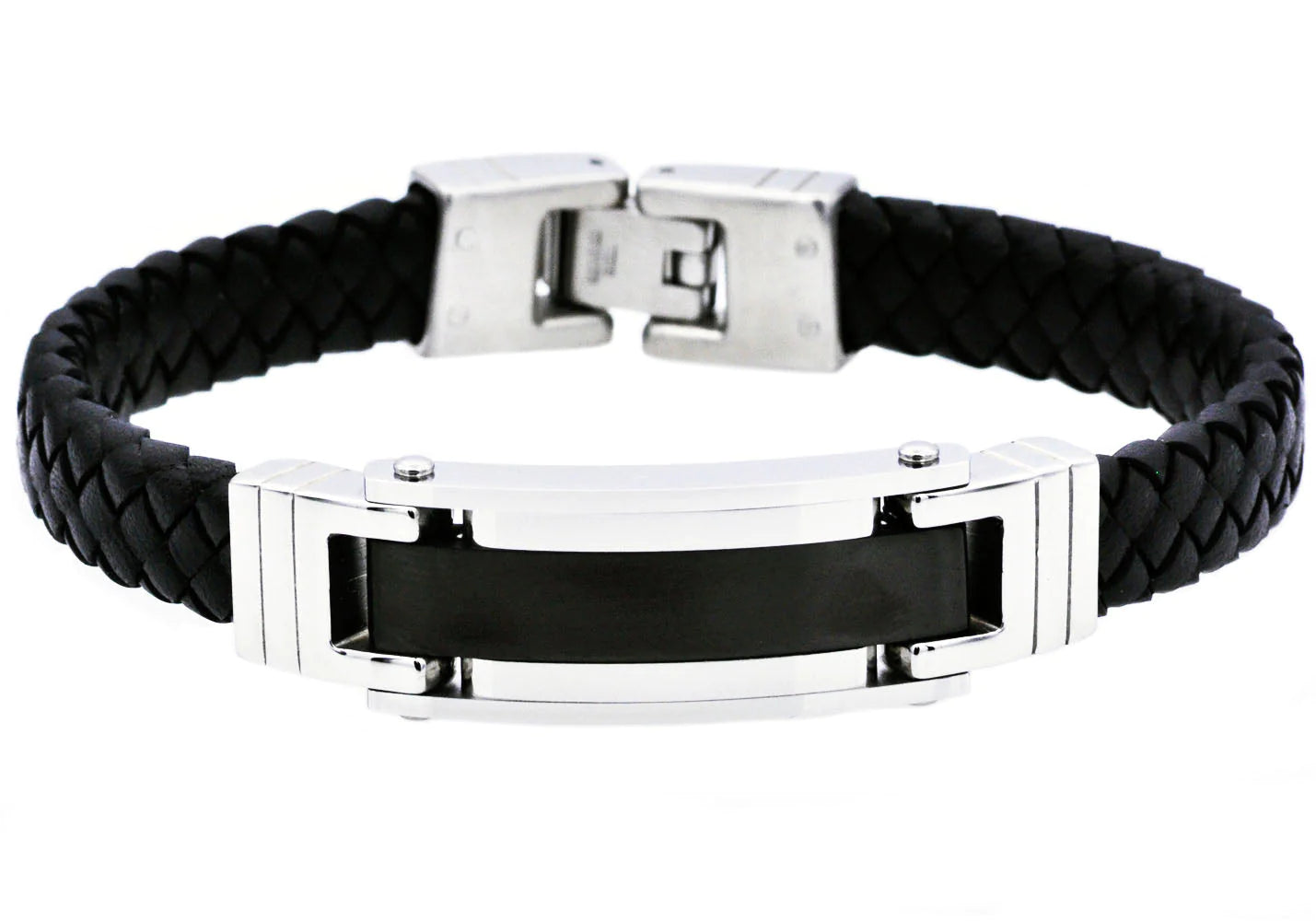 Blackjack Jewelry Blackjack Men's Bracelet Black Leather & SS BJB190B - Time After Time Watches