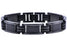 mens black silicone and carbon fiber bracelet, black plated stainless steel. 8.5 inches in length and .5 inches in width 