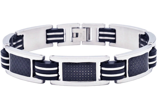 Blackjack Jewelry Blackjack Men's Bracelet Black Silicone & Carbon Fiber BJB199W - Time After Time Watches