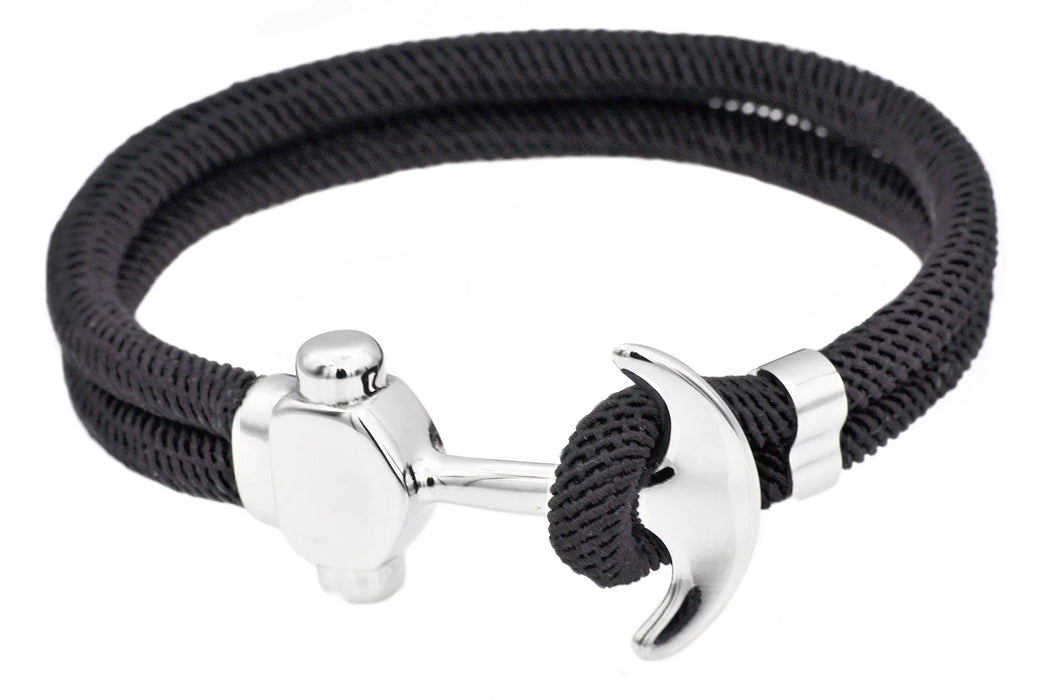 Blackjack Jewelry Blackjack Men's Bracelet Twisted Cotton Anchor BJB225BK - Time After Time Watches