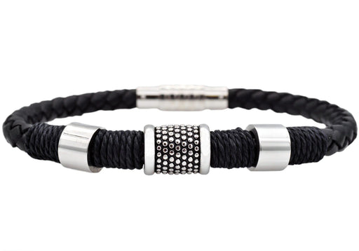 Blackjack Jewelry Blackjack Men's Bracelet Leather & SS BJB254B - Time After Time Watches