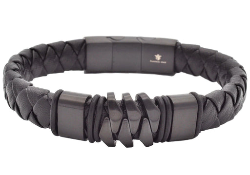 Blackjack Jewelry Blackjack Men's Bracelet Black Leather & Black SS BJB265BB - Time After Time Watches