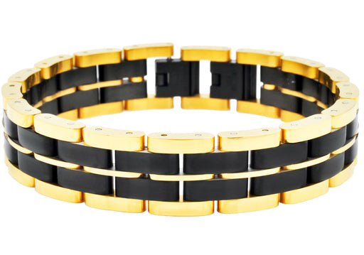 Blackjack Jewelry Blackjack Men's Bracelet Gold & Black-Toned SS BJB277BG - Time After Time Watches