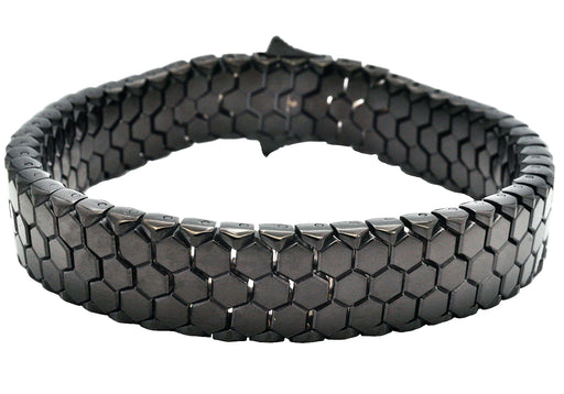 Blackjack Jewelry Blackjack Men's Bracelet Honeycomb Black SS BJB279B - Time After Time Watches