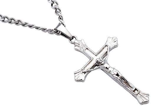 Blackjack Jewelry Blackjack Men's SS Crucifix Cross Necklace CZ BJP188W - Time After Time Watches