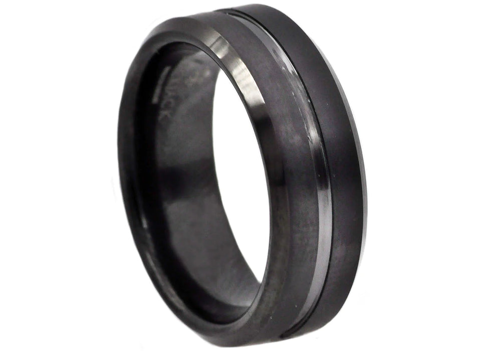 Blackjack Jewelry Blackjack Men's Black-Plated Tungsten Ring BJRT11BB - Time After Time Watches