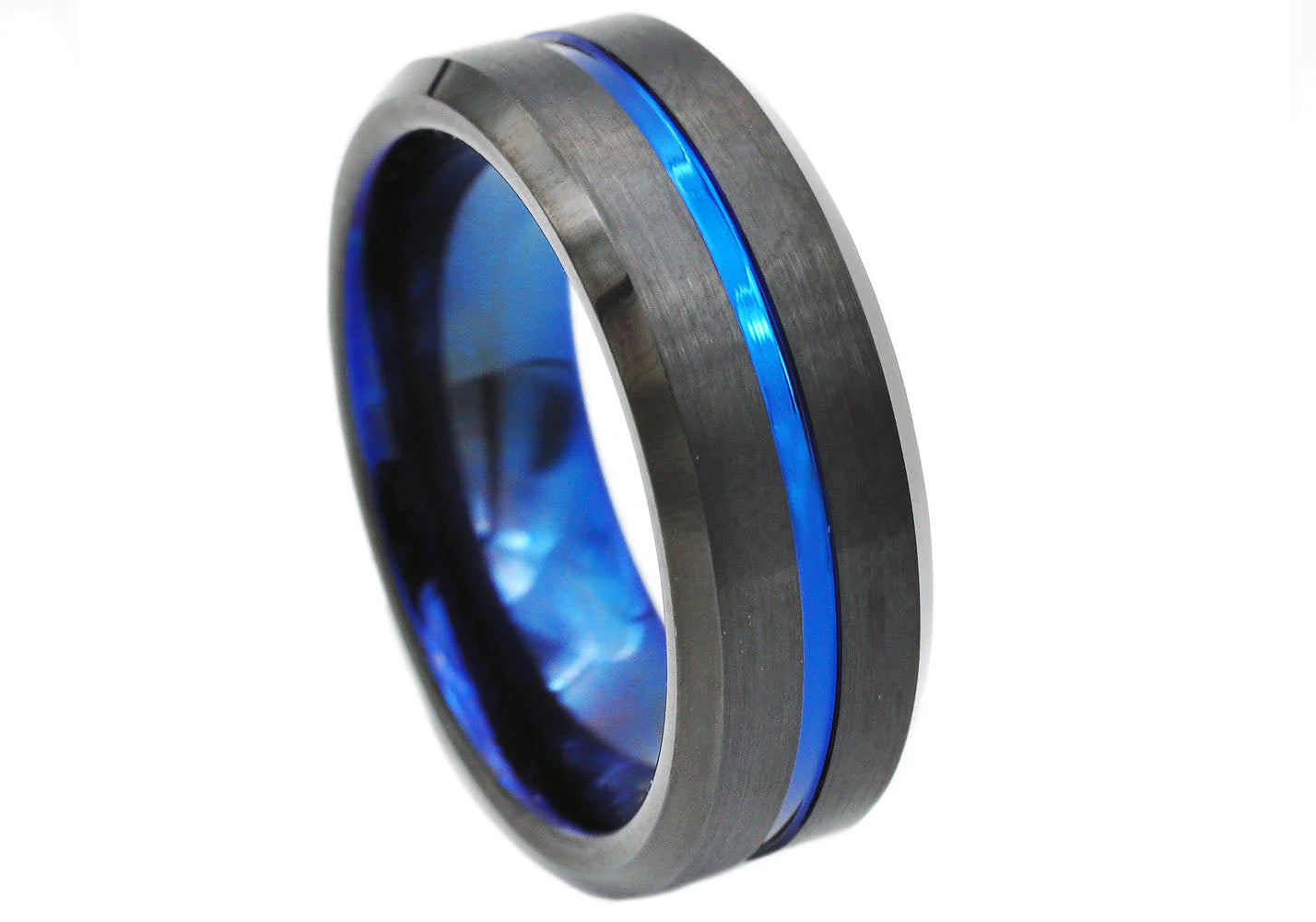 Blackjack Jewelry Blackjack Men's Black & Blue Plated Tungsten Ring BJRT11BL - Time After Time Watches
