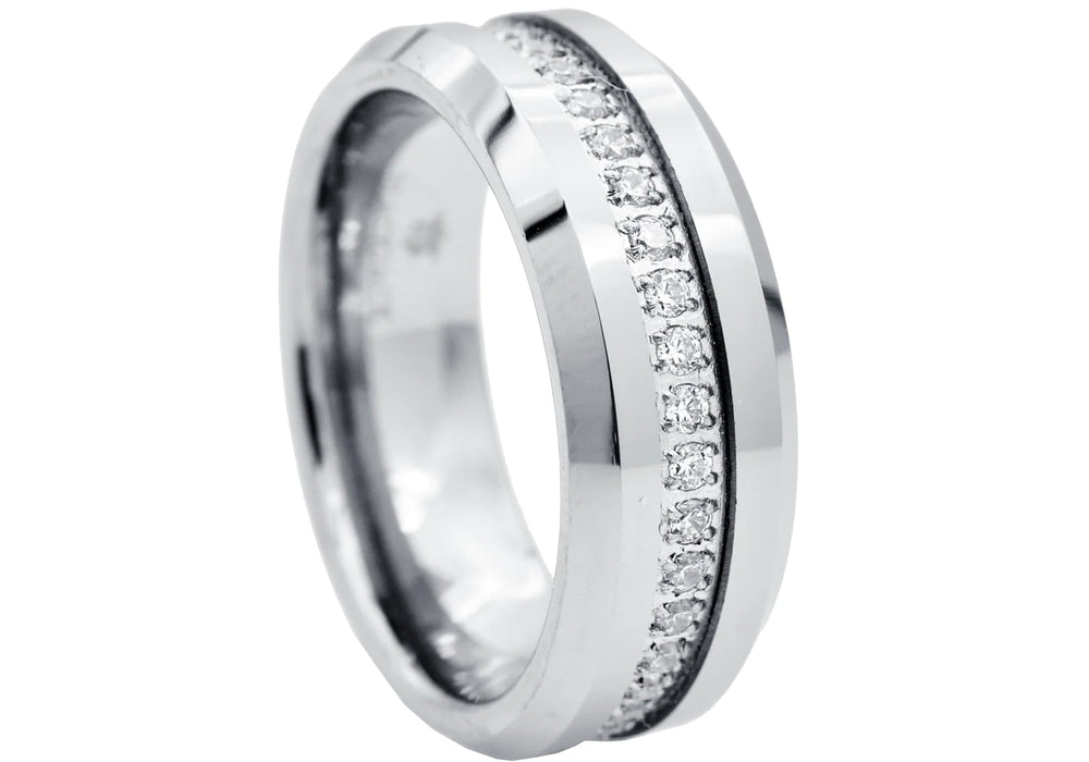 Blackjack Men's Tungsten Band Ring CZ BJRT14