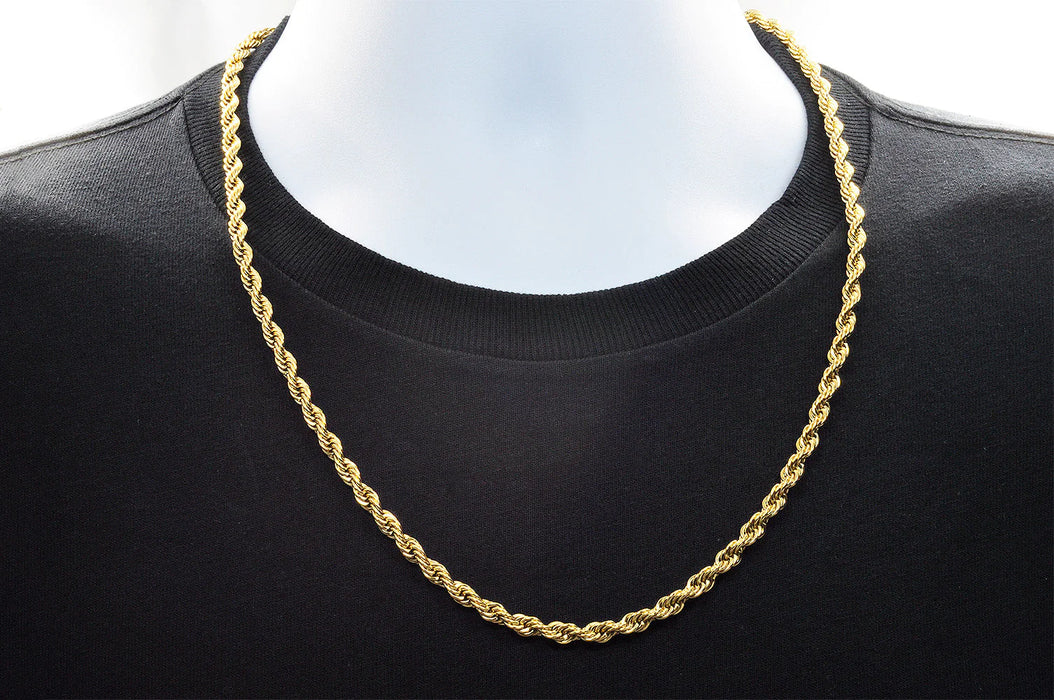 Blackjack Men's 18k Gold-Plated SS Rope Chain Necklace BJS26NG5M