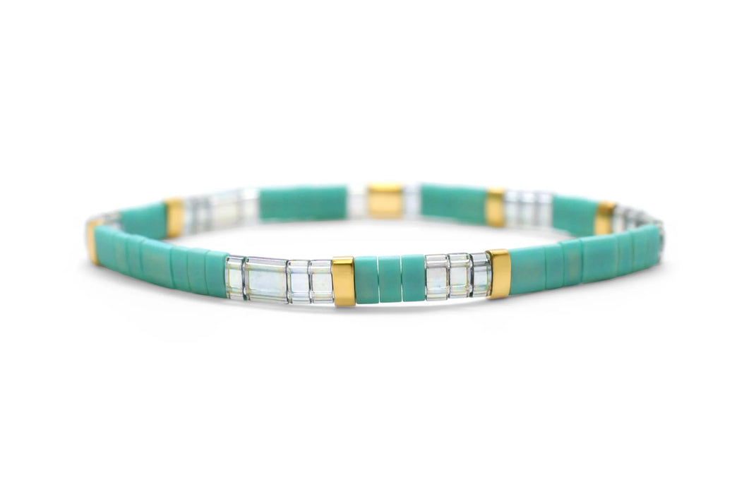 Skylar Paige Skylar Paige BLESSED Morse Code Tila Beaded Bracelet - Treasured Teal - Time After Time Watches