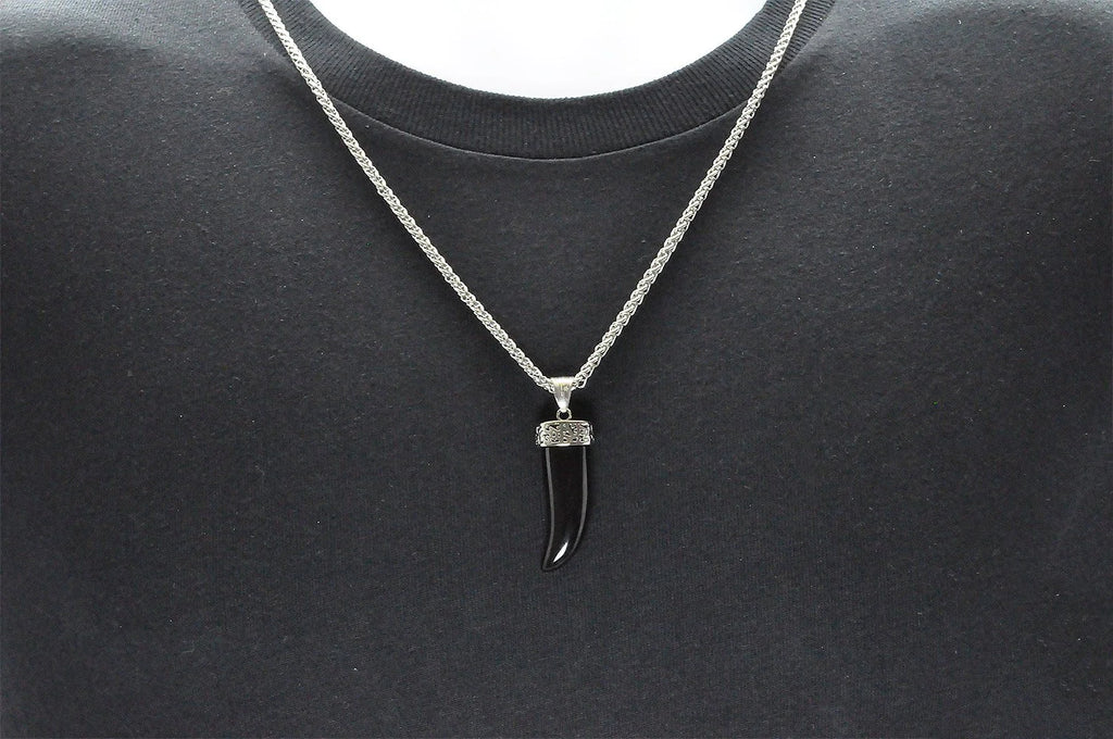 Blackjack Men's Onyx Horn Necklace SS BJP163ON — Time After Time