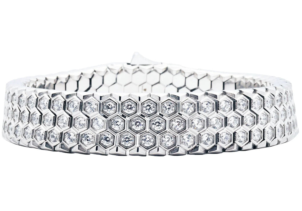 Blackjack Men s Bracelet Honeycomb CZ SS BJB280W