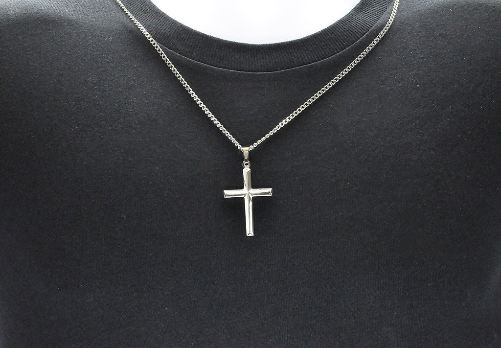 Blackjack Men's Cross Necklace SS BJP165W — Time After Time