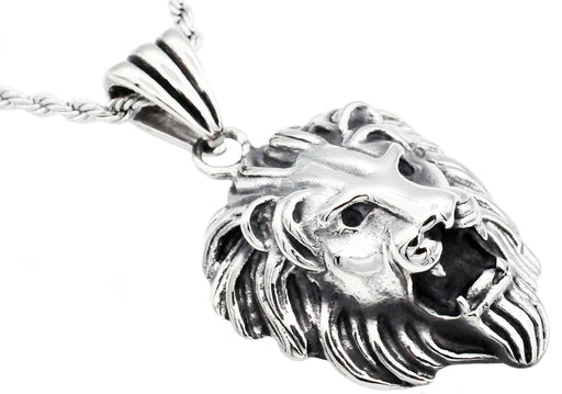 Blackjack Jewelry Blackjack Men's Lion Necklace SS BJP161W - Time After Time Watches