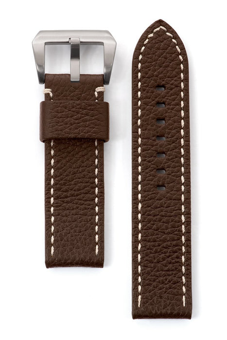 Speidel Men's Wide Contrast Stitched Calfskin Leather Watchband in Black and Brown - Time After Time Watches