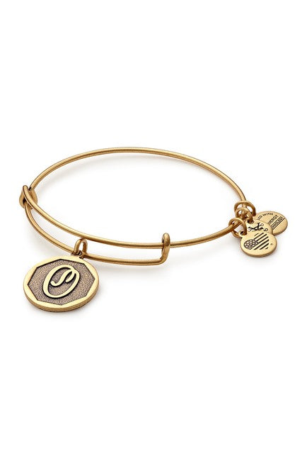 Alex and Ani Initial O Charm Bangle Bracelet - Rafaelian Gold Finish