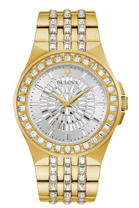 Baguette Crystal Accent Gold Tone IP with Silver Tone Dial-98A239