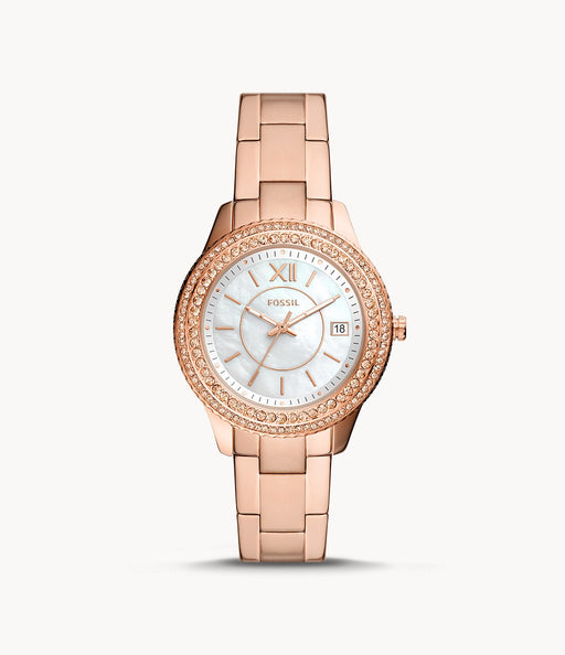 Fossil Stella Three-Hand Date Rose Gold-Tone Stainless Steel Watch ES5131 - Time After Time Watches