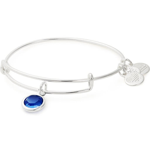 Alex and Ani Sapphire Birthstone Charm Bangle With Swarovski® Crystals Shiny Silver