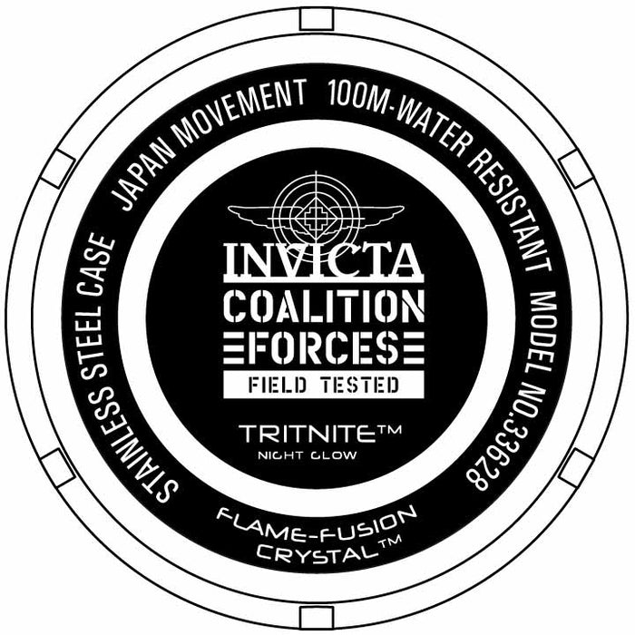 Invicta Ladies Coalition Forces Chrono Black Dial Canvas Strap - 33628