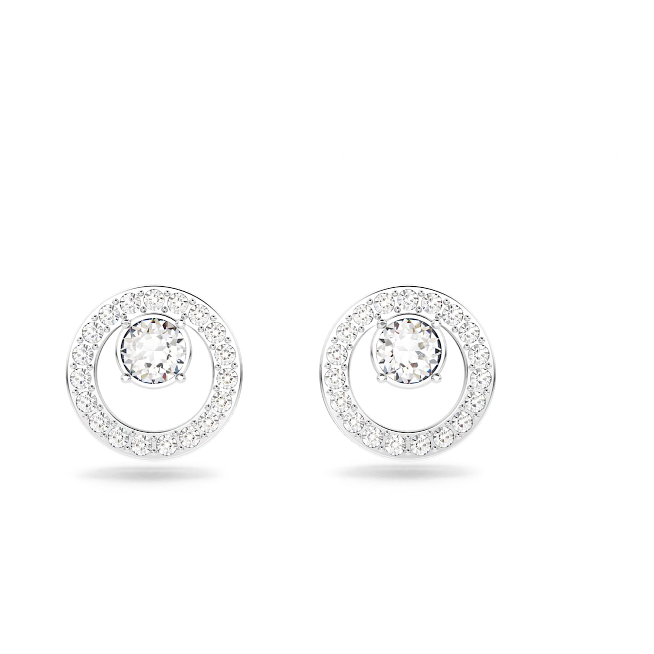 Swarovski Creativity stud earrings, White, Rhodium plated — Time After Time