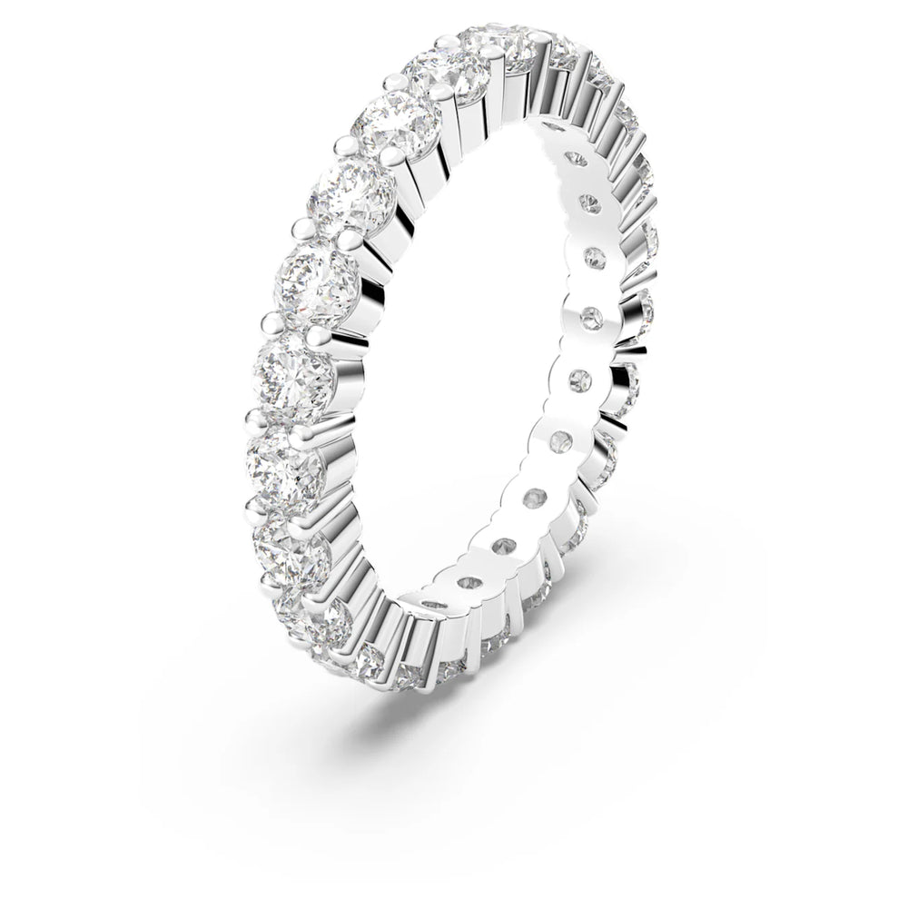 Swarovski Vittore XL ring, Round cut, White, Rhodium plated