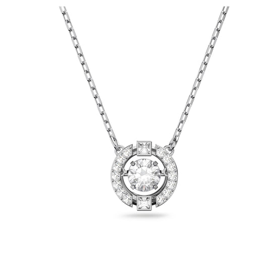 Swarovski Sparkling Dance necklace, Round cut, White, Rhodium plated