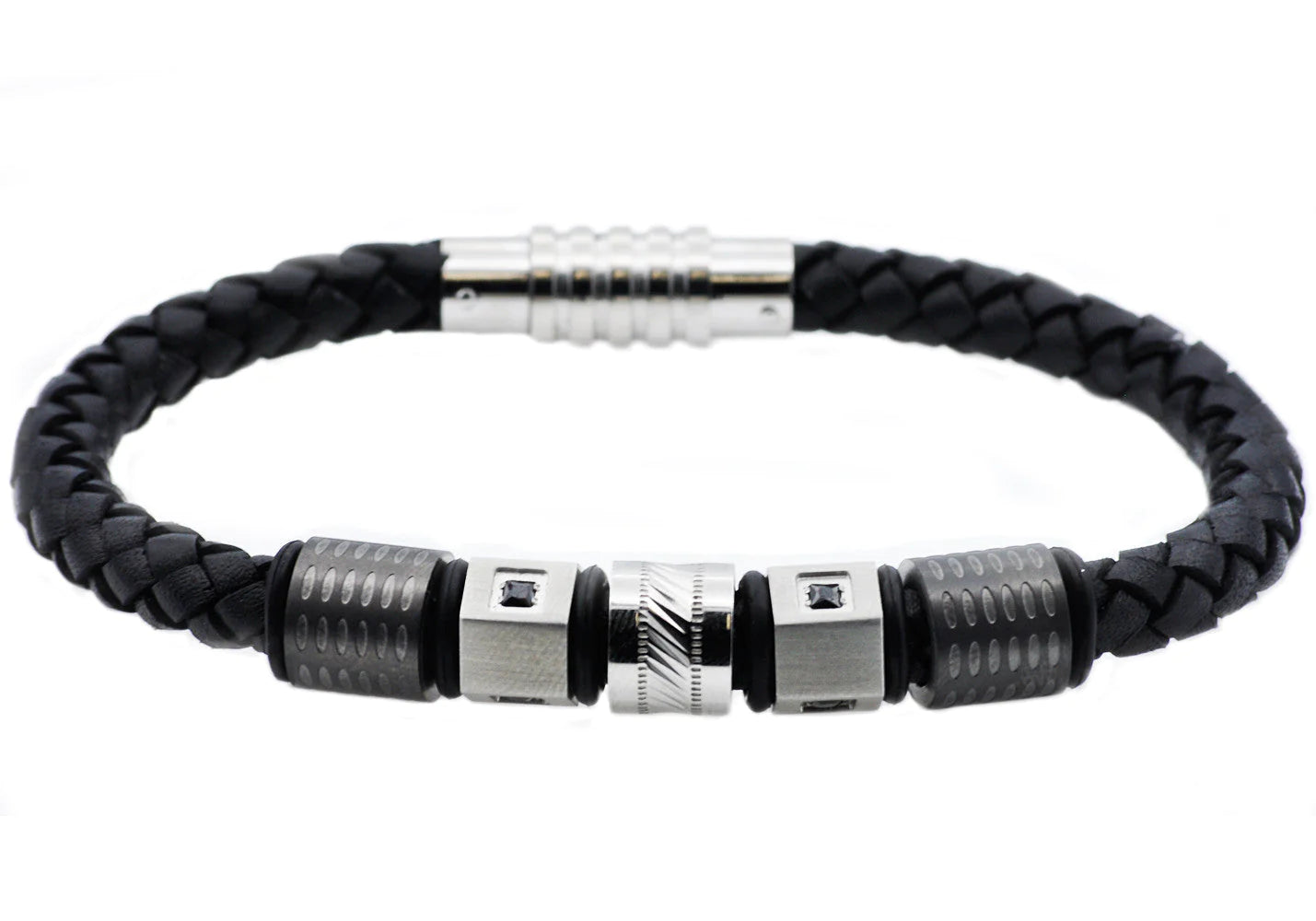 Blackjack Jewelry Blackjack Men's Bracelet Black Leather & SS BJB180 - Time After Time Watches