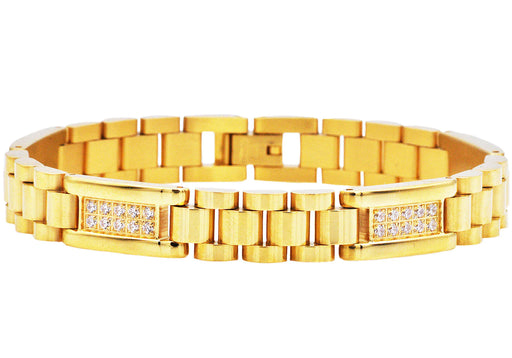 Blackjack Jewelry Blackjack Men's Bracelet Gold-Toned SS & CZ BJB194G - Time After Time Watches