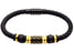 mens 18k gold plated stainless steel bracelet with leather. 8.5 inches in length 0.3 inches in width 