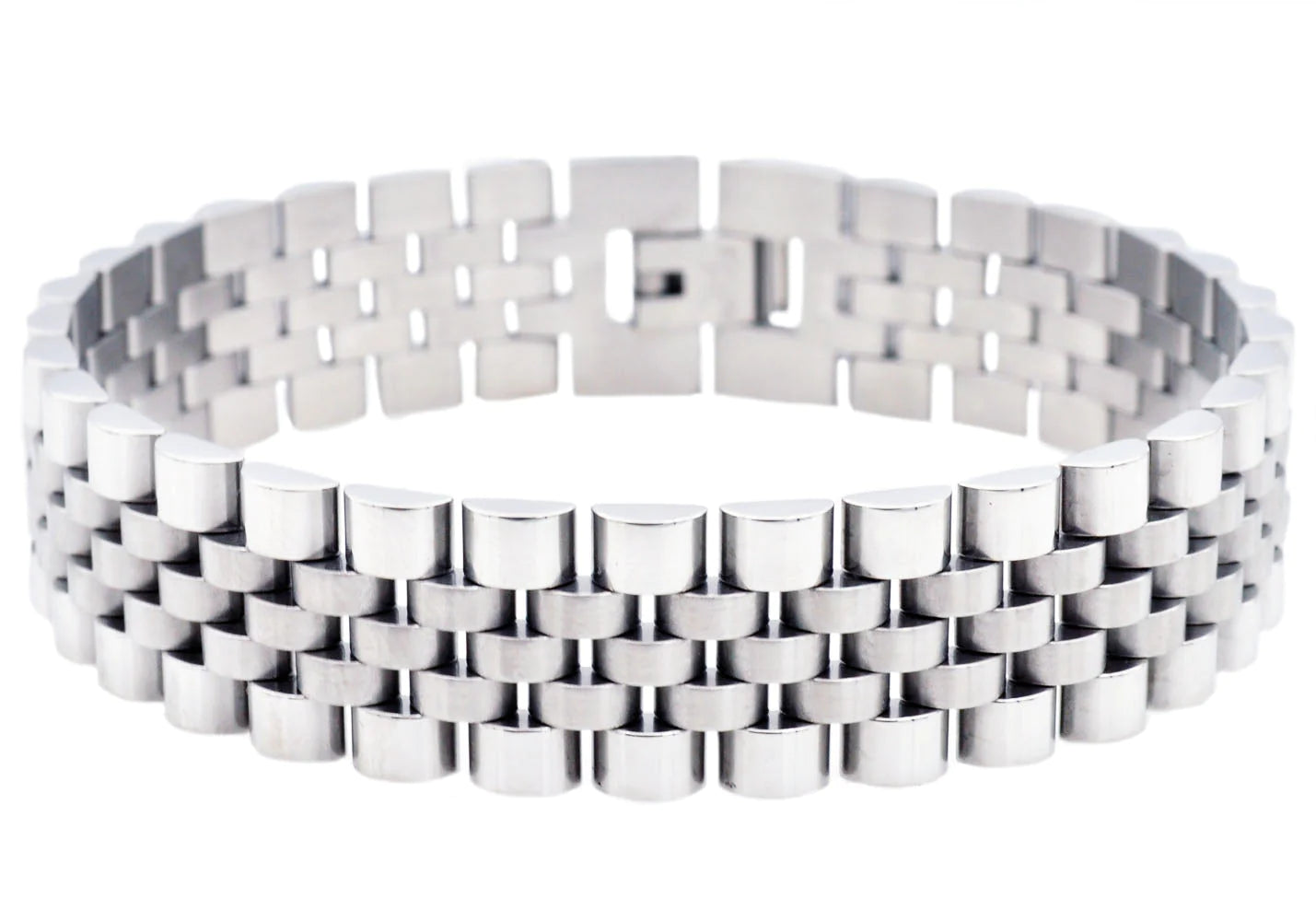 men's stainless steel bracelet, watch style 5 link. 