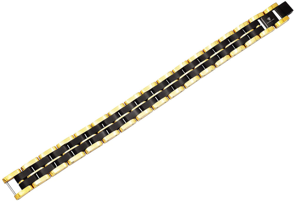 Blackjack Men's Bracelet Gold & Black-Toned SS BJB277BG