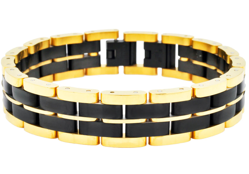 Blackjack Men's Bracelet Gold & Black-Toned SS BJB277BG