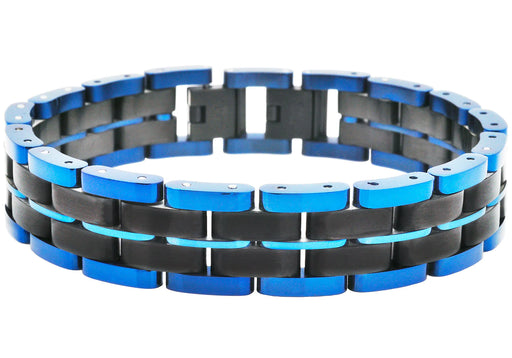 Blackjack Men's Bracelet Blue & Black-Toned SS BJB277BL