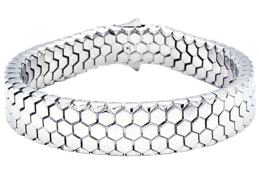 Blackjack Jewelry Blackjack Men's Bracelet Honeycomb SS BJB279W - Time After Time Watches
