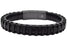Braided Black Leather Stainless Steel Cable Bracelet