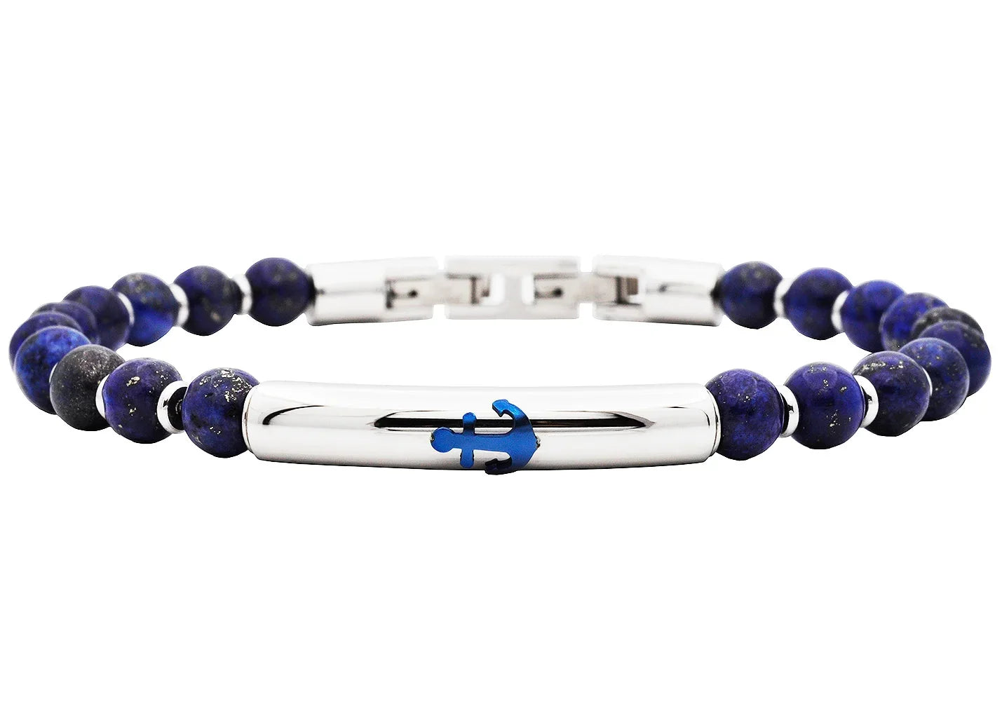 6mm Genuine Lapis Lazuli Bead Stainless Steel Bracelet