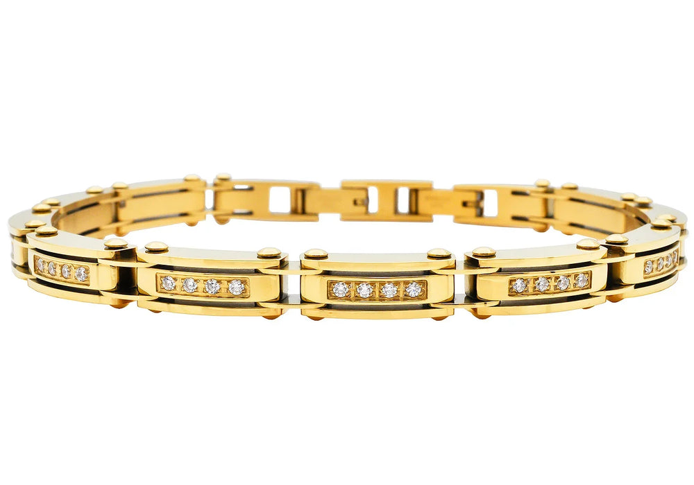 Thin Stainless Steel Bracelet with Cubic Zirconia