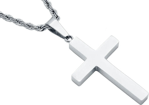 Blackjack Jewelry Stainless Steel Cross Pendant With Rope Chain - Time After Time Watches