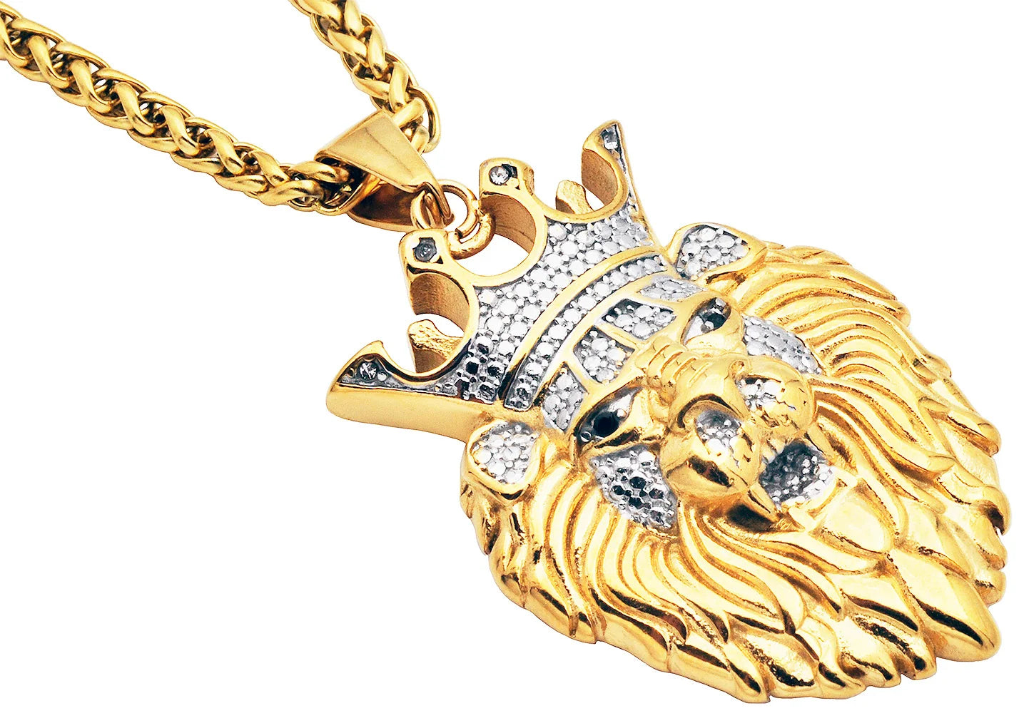 Blackjack Jewelry 18kt GP Lion Head with Crown Pendant - Time After Time Watches