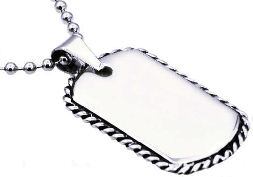 Blackjack Men's SS Rope Border Dog Tag Necklace BJP35