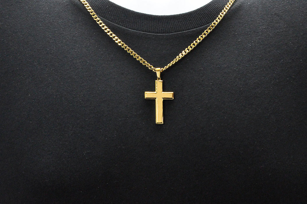 Blackjack Jewelry Blackjack Men's 18k Gold-Plated Cross Necklace BJP48GZ - Time After Time Watches