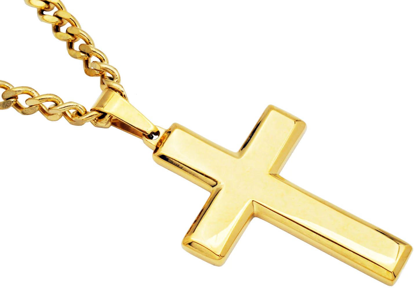 Blackjack Jewelry Blackjack Men's 18k Gold-Plated Cross Necklace BJP48GZ - Time After Time Watches
