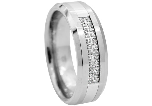 Blackjack Men's Tungsten Band Ring CZ BJRT13