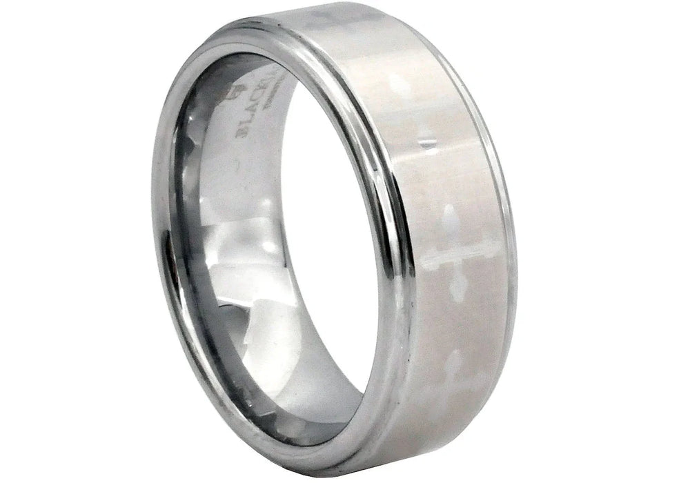 Tungsten Carbide Laser Engraved Cross Ring