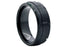 Black Tungsten Double Etched Stripe Ring