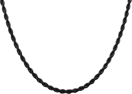Blackjack Jewelry Blackjack Men's Black SS Rope Chain Necklace BJS26NB5M - Time After Time Watches