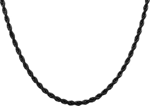 Blackjack Men's Black SS Rope Chain Necklace BJS26NB5M